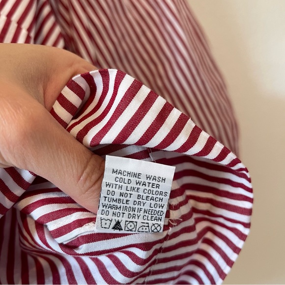 Velvet Heart Striped Top sz Medium Red White Bow Front Cropped Puff Sleeve - Picture 4 of 9